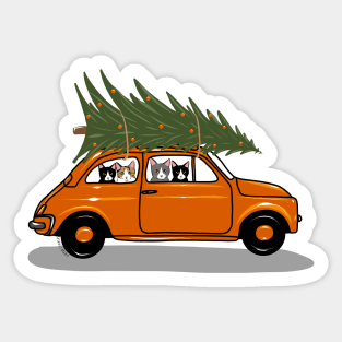 Bringing Home The Christmas Tree Orange Sticker